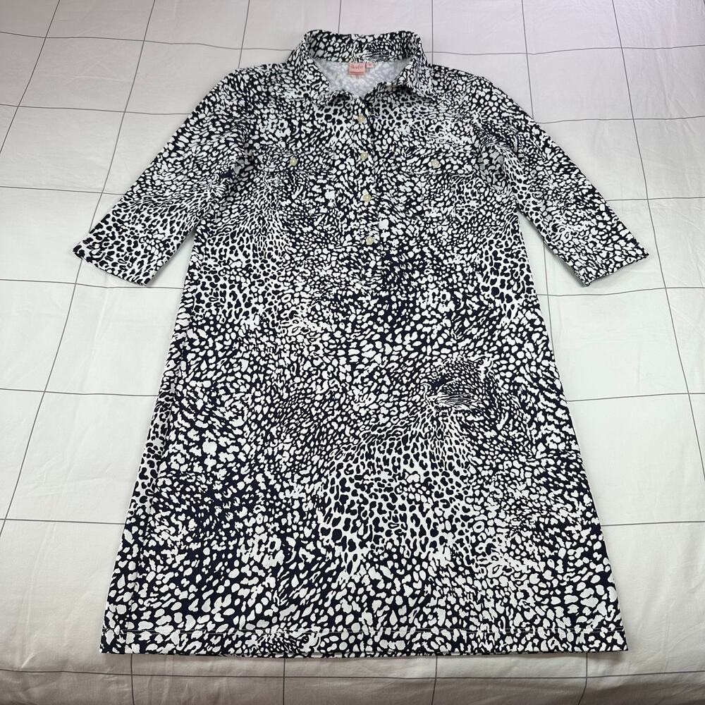 Persifor Dress Womens Small Black White Winpenny Animal Print Cheetah Collared